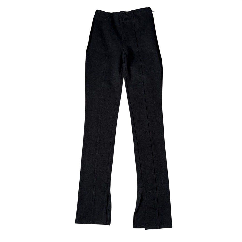 Anine Bing Trousers Women 34 Black New Split Hem High Rise Pintuck A-03-3076-000